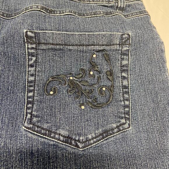 Faded Glory Jeans Stretch Med Stone Dark Blue Bling Pocket Plus Size 22W - Picture 5 of 12